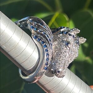 Sterling Silver Spinel Zirconia  Horse 🐴 Ring